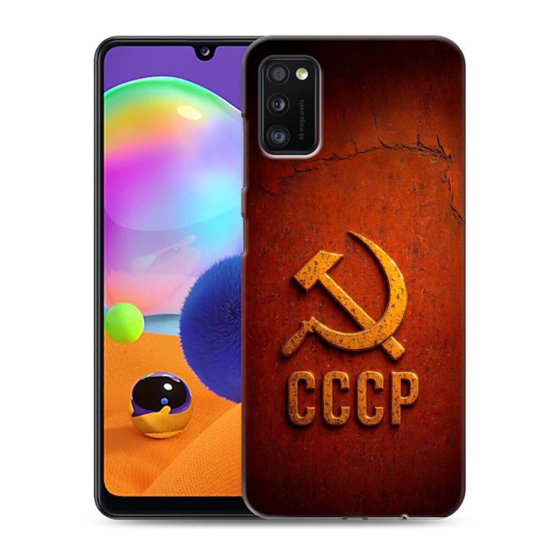 Силиконовый противоударный чехол на Samsung Galaxy A41 с принтом Флаг Герб СССР Силиконовый противоударный чехол на Samsung Galaxy A41 с принтом Флаг Герб СССР