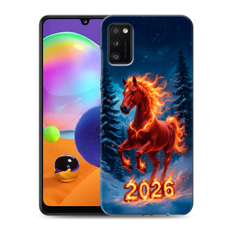 Силиконовый чехол на Samsung Galaxy A41 с принтом Новый год коня Силиконовый чехол на Samsung Galaxy A41 с принтом Новый год коня