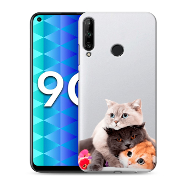 Силиконовый чехол на Huawei Honor 9C с принтом Кошки Силиконовый чехол на Huawei Honor 9C с принтом Кошки