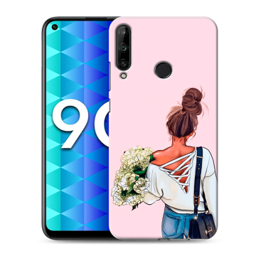 Силиконовый чехол на Huawei Honor 9C с принтом Девушка и букет Силиконовый чехол на Huawei Honor 9C с принтом Девушка и букет
