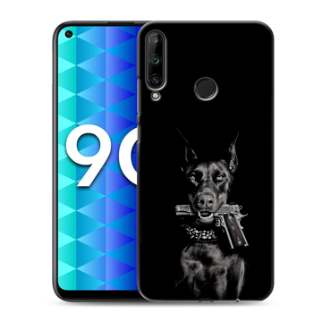 Силиконовый чехол на Huawei Honor 9C с принтом Доберман и пистолет Силиконовый чехол на Huawei Honor 9C с принтом Доберман и пистолет