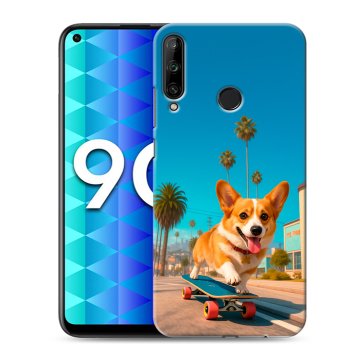 Силиконовый чехол на Huawei Honor 9C с принтом Корги на скейте