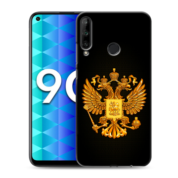 Силиконовый чехол на Huawei Honor 9C с принтом Герб России желтый
