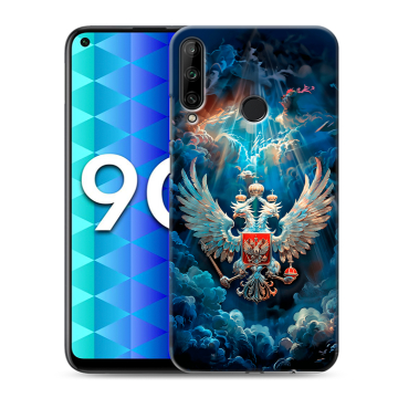 Силиконовый чехол на Huawei Honor 9C с принтом Герб флаг России