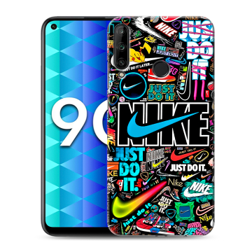 Силиконовый чехол на Huawei Honor 9C с принтом найк nike черный