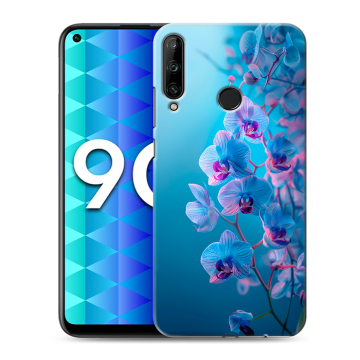 Силиконовый чехол на Huawei Honor 9C с принтом голубые орхидеи