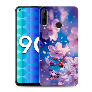 Силиконовый чехол на Huawei Honor 9C с принтом цветы бабочки