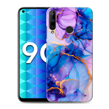 Силиконовый чехол на Huawei Honor 9C с принтом синий мрамор
