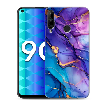 Силиконовый чехол на Huawei Honor 9C с принтом синий мрамор