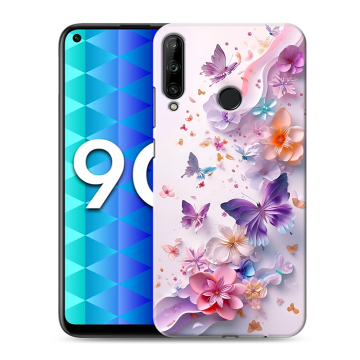 Силиконовый чехол на Huawei Honor 9C с принтом цветы бабочки