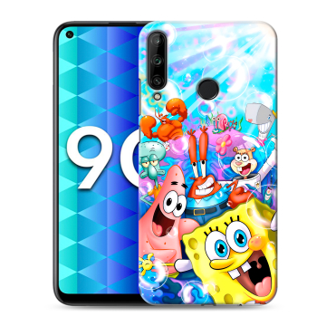 Силиконовый чехол на Huawei Honor 9C с принтом спанчбоб спанч боб