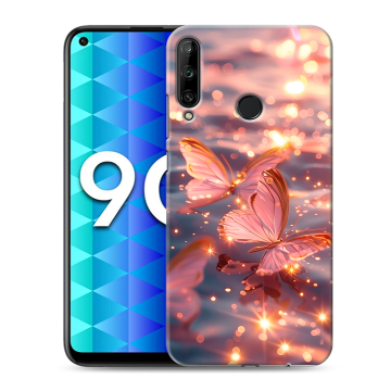 Силиконовый чехол на Huawei Honor 9C с принтом бабочки розовые
