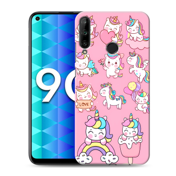 Силиконовый чехол на Huawei Honor 9C с принтом Единороги и радуга