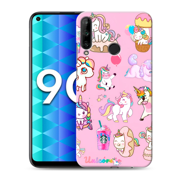 Силиконовый чехол на Huawei Honor 9C с принтом розовые единороги