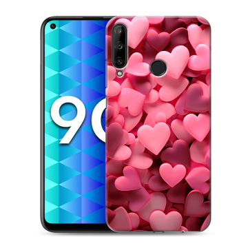 Силиконовый чехол на Huawei Honor 9C с принтом розовые сердечки Силиконовый чехол на Huawei Honor 9C с принтом розовые сердечки