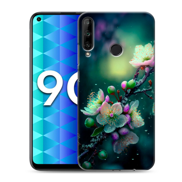 Силиконовый чехол на Huawei Honor 9C с принтом Цветы и мрамор