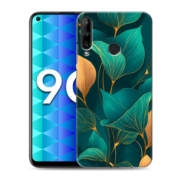 Силиконовый чехол на Huawei Honor 9C с принтом Листья и золото