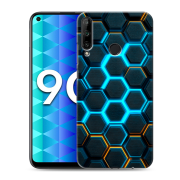 Силиконовый чехол на Huawei Honor 9C с принтом Неоновые соты