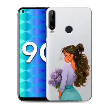 Силиконовый чехол на Huawei Honor 9C с принтом девушка цветы