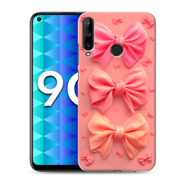 Силиконовый чехол на Huawei Honor 9C с принтом Розовые бантики