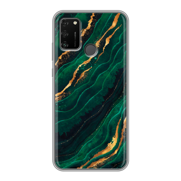 Силиконовый чехол на Huawei Honor 9A с принтом Мрамор зеленое золото Силиконовый чехол на Huawei Honor 9A с принтом Мрамор зеленое золото