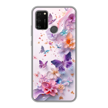 Силиконовый чехол на Huawei Honor 9A с принтом цветы бабочки