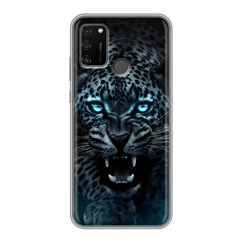 Силиконовый чехол на Huawei Honor 9A с принтом Темный леопард Силиконовый чехол на Huawei Honor 9A с принтом Темный леопард