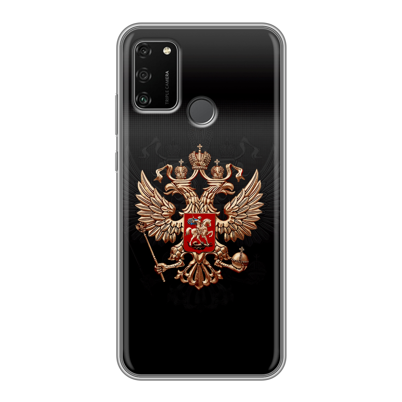 Силиконовый противоударный чехол на Huawei Honor 9A с принтом Герб России Силиконовый противоударный чехол на Huawei Honor 9A с принтом Герб России