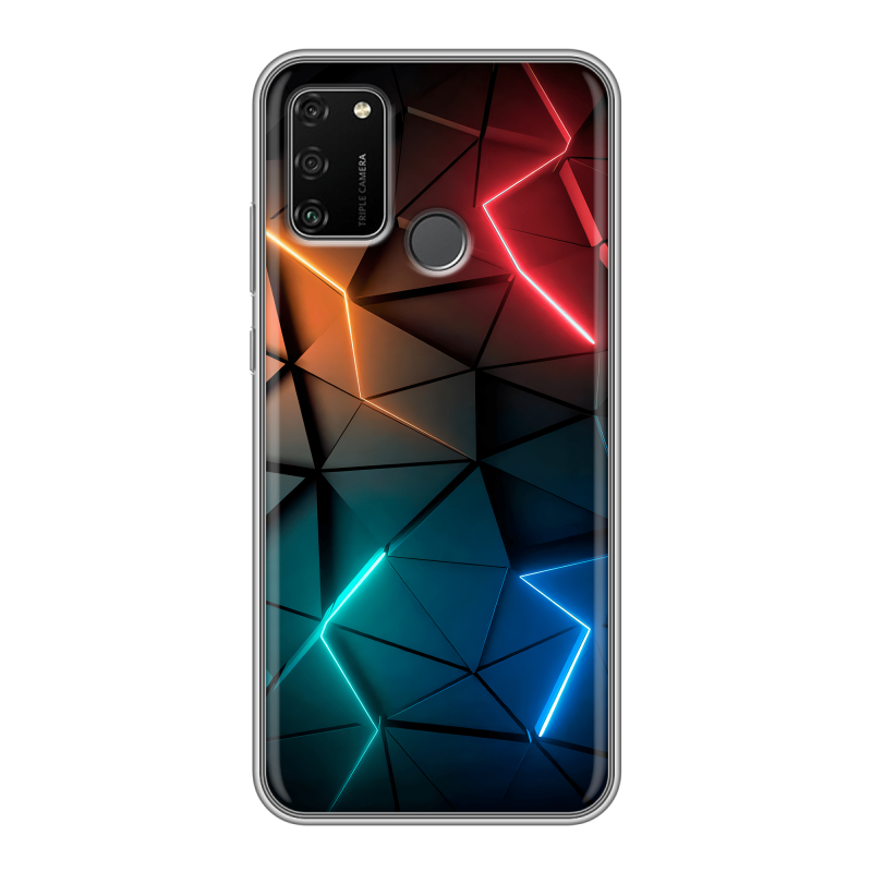 Силиконовый чехол на Huawei Honor 9A с принтом Абстракция неон Силиконовый чехол на Huawei Honor 9A с принтом Абстракция неон