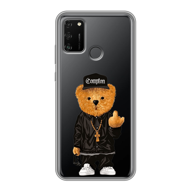 Силиконовый противоударный чехол на Huawei Honor 9A с принтом Мишка Силиконовый противоударный чехол на Huawei Honor 9A с принтом Мишка