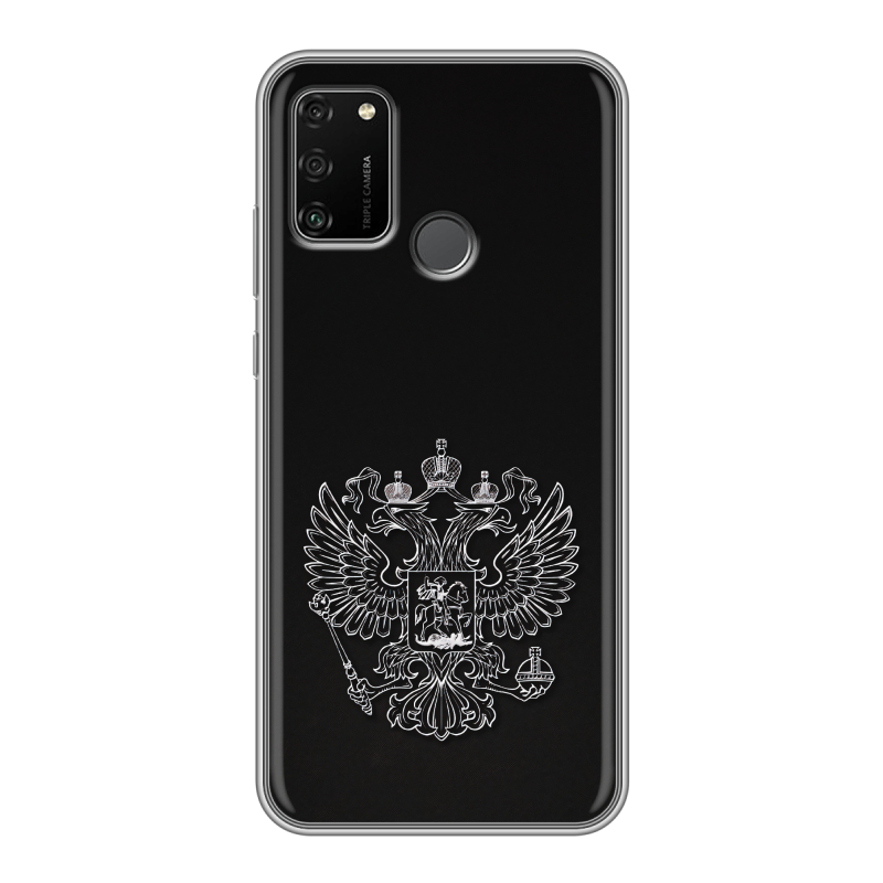Силиконовый противоударный чехол на Huawei Honor 9A с принтом Герб России Силиконовый противоударный чехол на Huawei Honor 9A с принтом Герб России