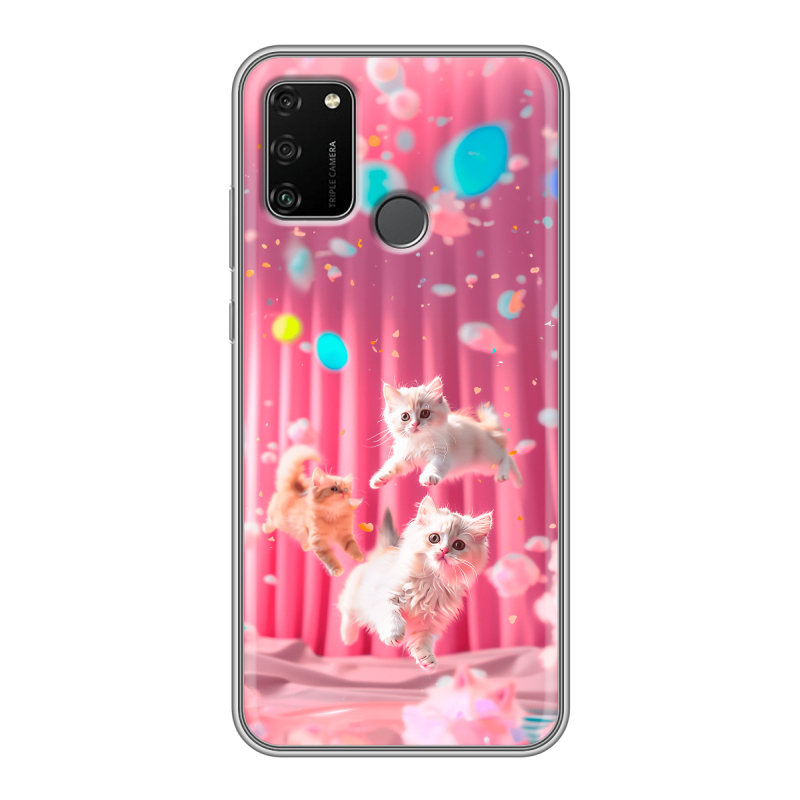 Силиконовый чехол на Huawei Honor 9A с принтом милые котики Силиконовый чехол на Huawei Honor 9A с принтом милые котики
