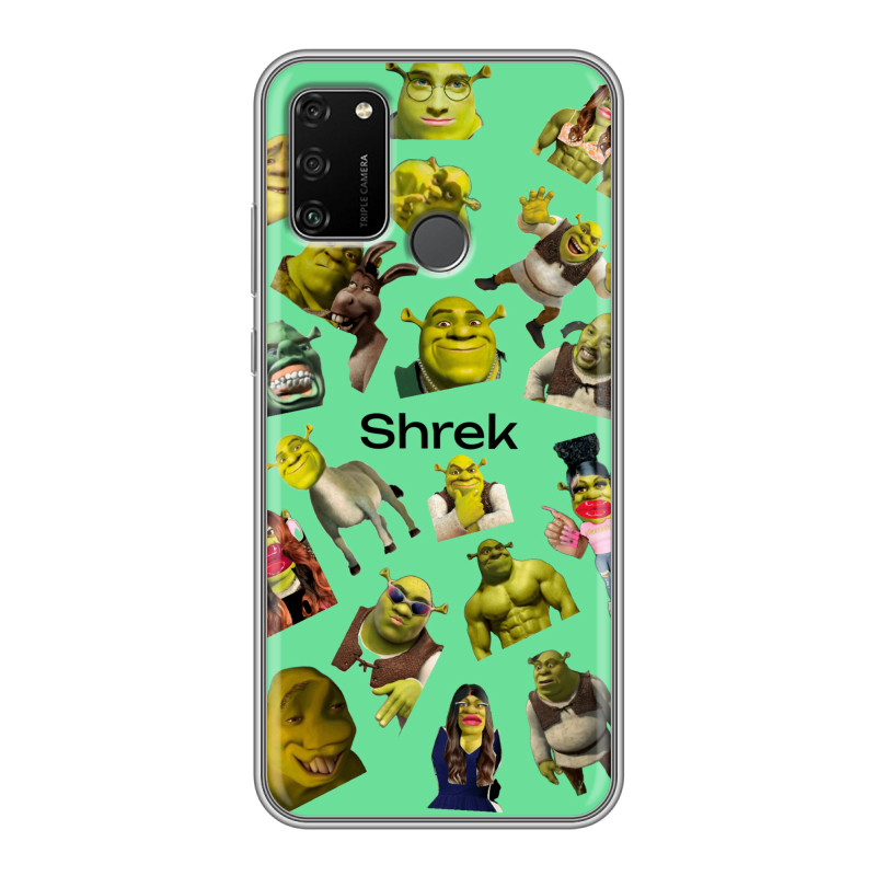 Силиконовый противоударный чехол на Huawei Honor 9A с принтом Шрек Shrek Силиконовый противоударный чехол на Huawei Honor 9A с принтом Шрек Shrek