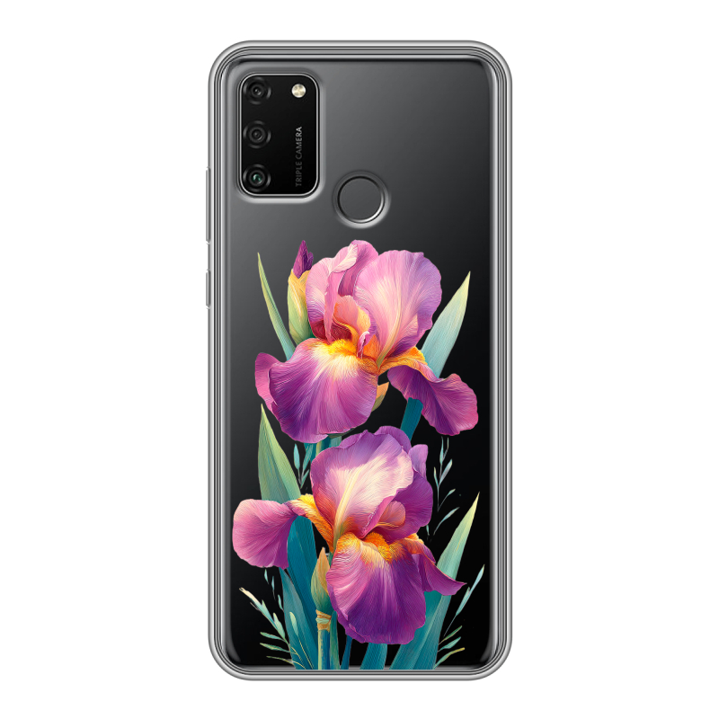Силиконовый противоударный чехол на Huawei Honor 9A с принтом Цветы орхидеи Силиконовый противоударный чехол на Huawei Honor 9A с принтом Цветы орхидеи