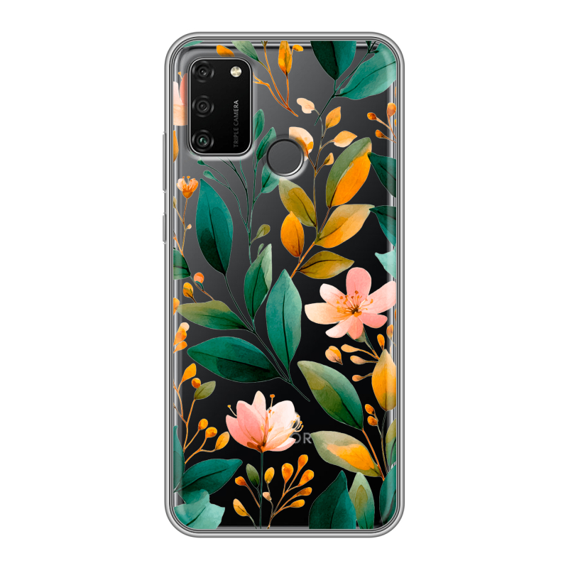 Силиконовый чехол на Huawei Honor 9A с принтом Цветы паттерн Силиконовый чехол на Huawei Honor 9A с принтом Цветы паттерн