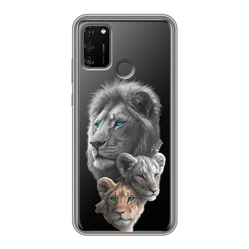 Силиконовый противоударный чехол на Huawei Honor 9A с принтом Львы Силиконовый противоударный чехол на Huawei Honor 9A с принтом Львы