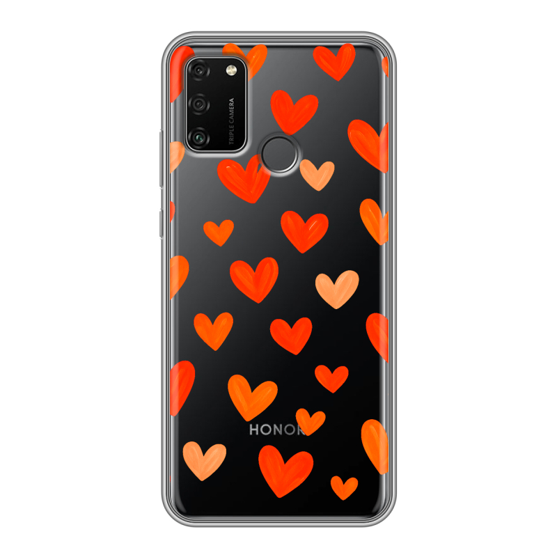 Силиконовый чехол на Huawei Honor 9A с принтом Сердечки Силиконовый чехол на Huawei Honor 9A с принтом Сердечки