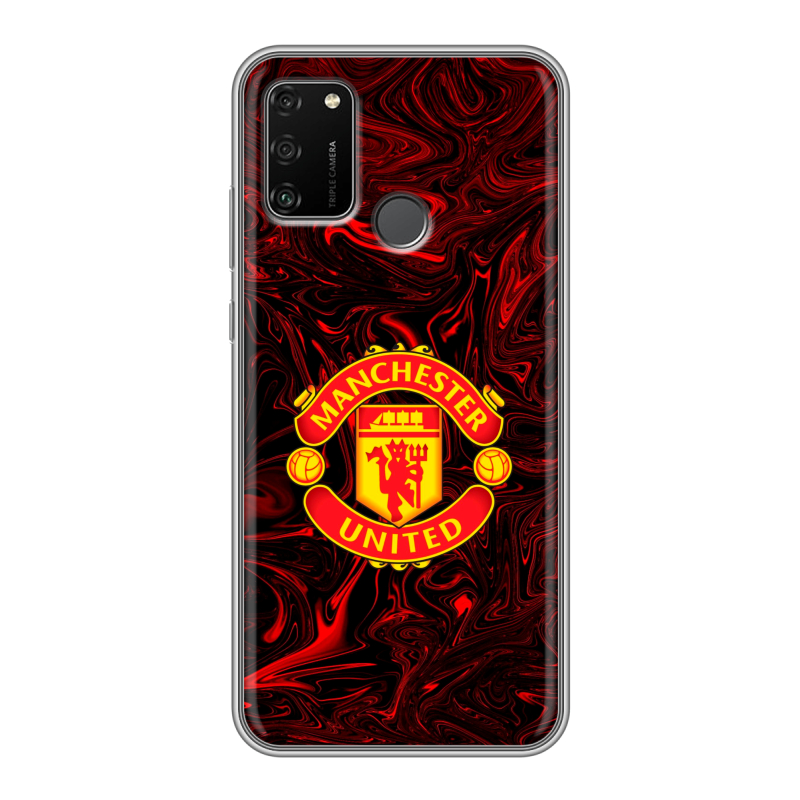Силиконовый противоударный чехол на Huawei Honor 9A с принтом Manchester United Силиконовый противоударный чехол на Huawei Honor 9A с принтом Manchester United