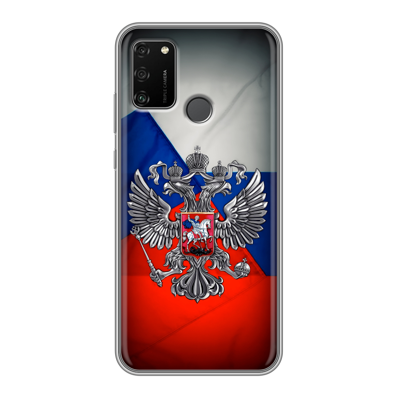 Силиконовый чехол на Huawei Honor 9A с принтом Флаг России Силиконовый чехол на Huawei Honor 9A с принтом Флаг России