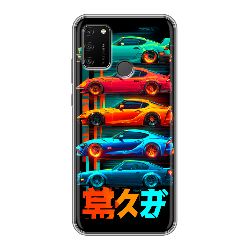 Силиконовый противоударный чехол на Huawei Honor 9A с принтом машины тачки Силиконовый противоударный чехол на Huawei Honor 9A с принтом машины тачки