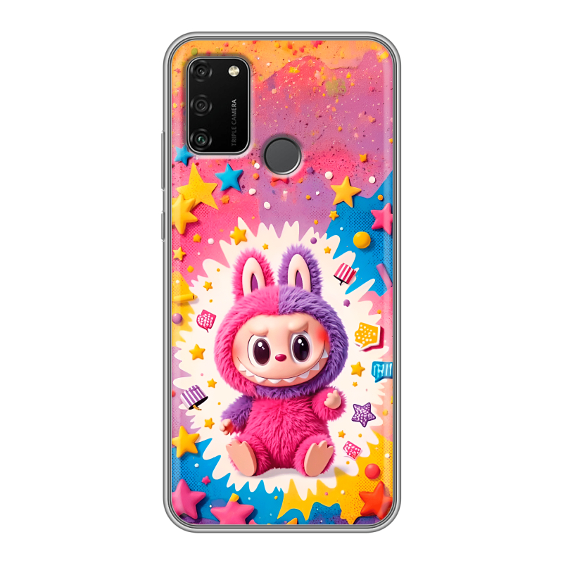 Силиконовый противоударный чехол на Huawei Honor 9A с принтом Labubu Лабубу Силиконовый противоударный чехол на Huawei Honor 9A с принтом Labubu Лабубу