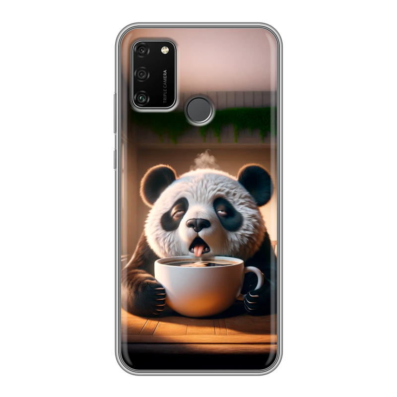 Силиконовый противоударный чехол на Huawei Honor 9A с принтом смешная панда Силиконовый противоударный чехол на Huawei Honor 9A с принтом смешная панда