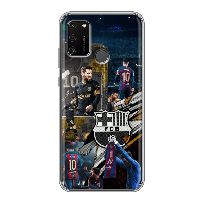 Силиконовый противоударный чехол на Huawei Honor 9A с принтом Messi Barcelona Силиконовый противоударный чехол на Huawei Honor 9A с принтом Messi Barcelona