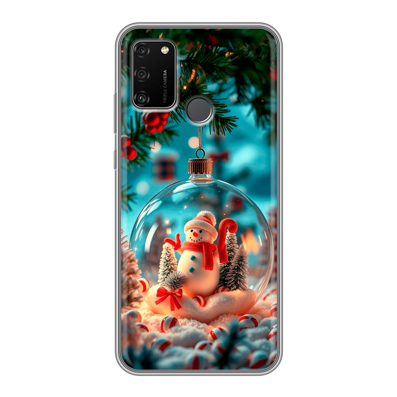 Силиконовый противоударный чехол на Huawei Honor 9A с принтом Новый год Силиконовый противоударный чехол на Huawei Honor 9A с принтом Новый год