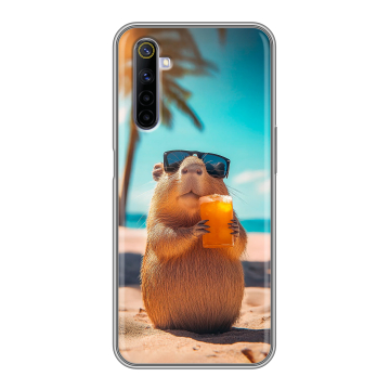 Силиконовый противоударный чехол на Realme 6 с принтом Капибара