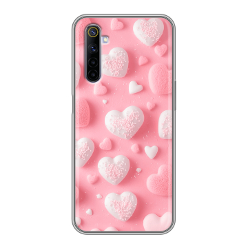 Силиконовый противоударный чехол на Realme 6 с принтом Сердечки Силиконовый противоударный чехол на Realme 6 с принтом Сердечки