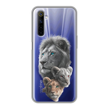 Силиконовый противоударный чехол на Realme 6 с принтом Львы