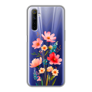 Силиконовый противоударный чехол на Realme 6 с принтом Цветы