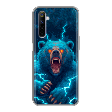 Силиконовый противоударный чехол на Realme 6 с принтом Медведь