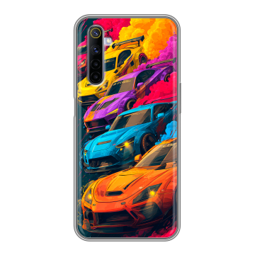 Силиконовый противоударный чехол на Realme 6 с принтом Тачки